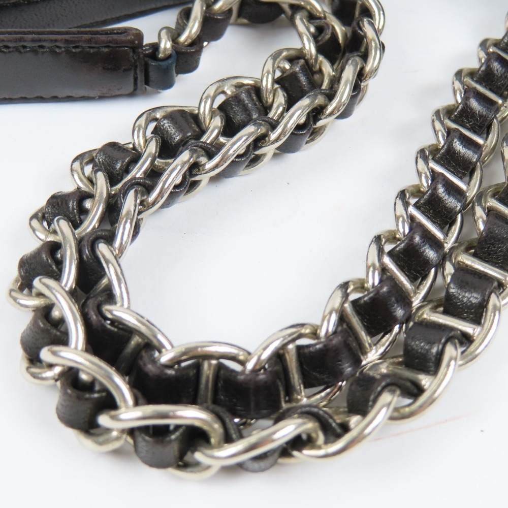 Prada Chain Shoulder Bag Triangle Logo Nylon Leather Black - Picture 8 of 15